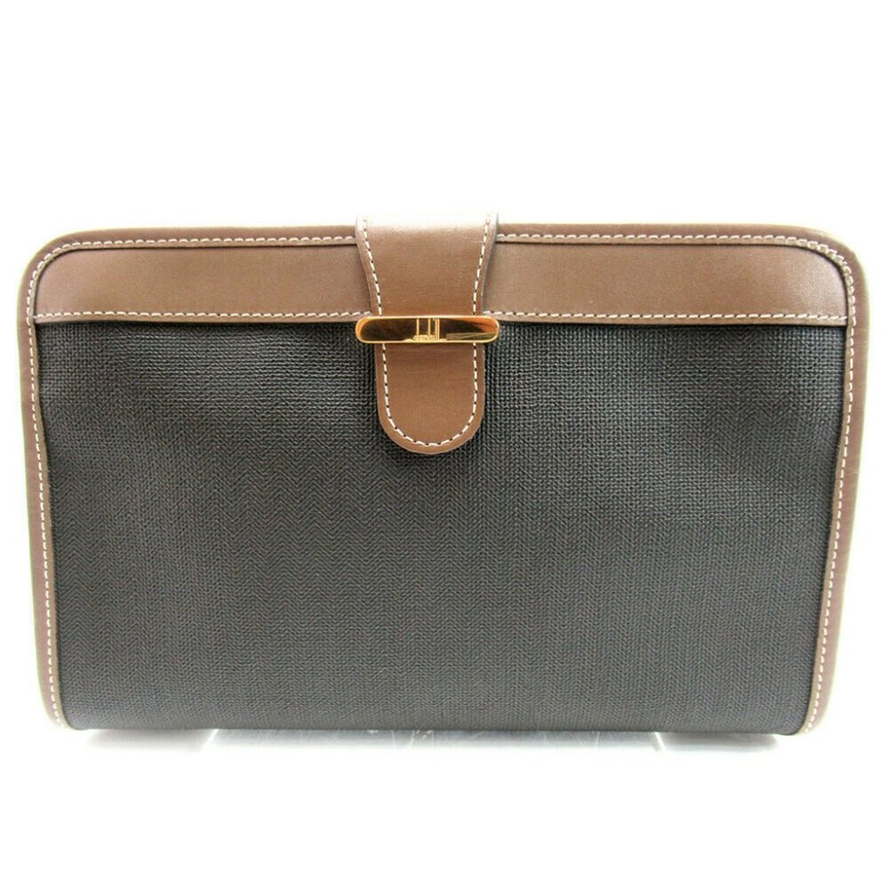 dunhill Clutch Bag with logo PVC Leather Used Authentic